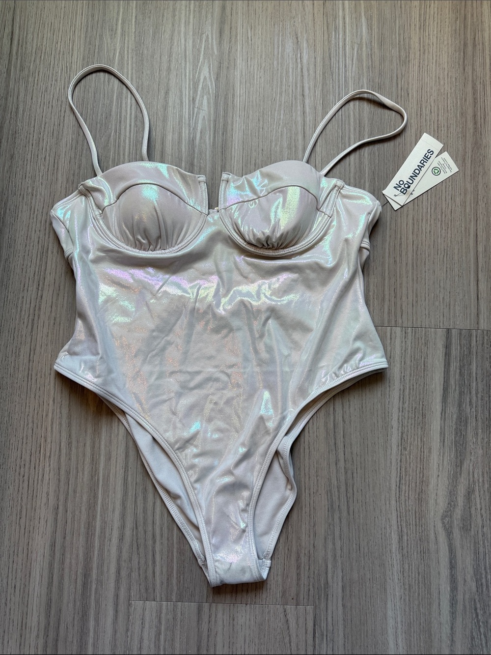 No Boundaries Iridescent Pearl White Swimsuit